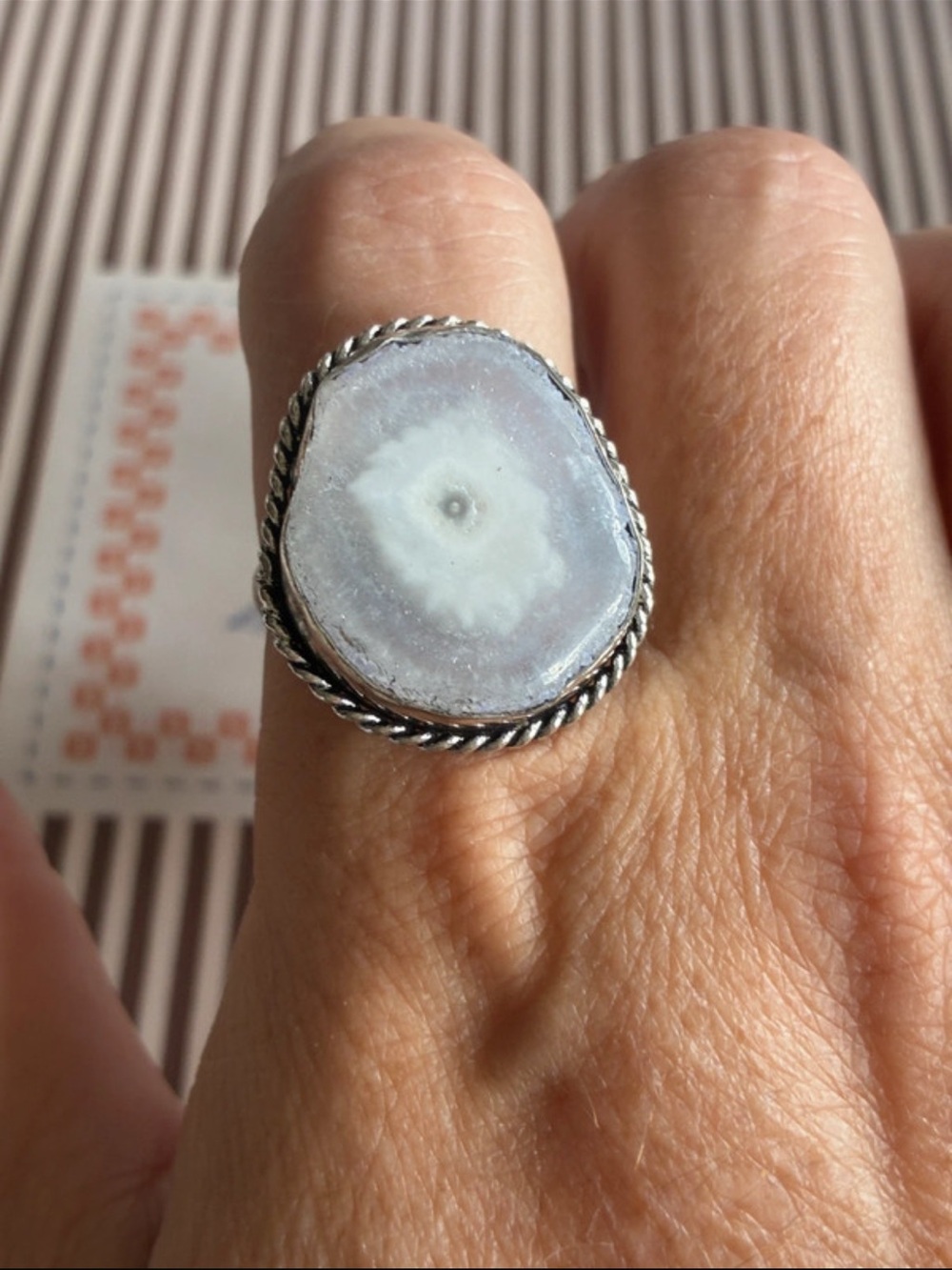 925 Silver Solar Quartz Vintage STYLE Ring 10.5